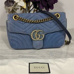 Stunning Rare Gucci Small Denim Jeans Pearl Marmont